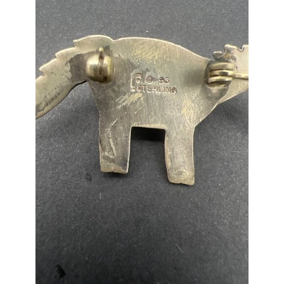 Vintage Horse Brooch Carol Felley Sterling Silver Black Onyx '93 Signed Western - Picture 9 of 12